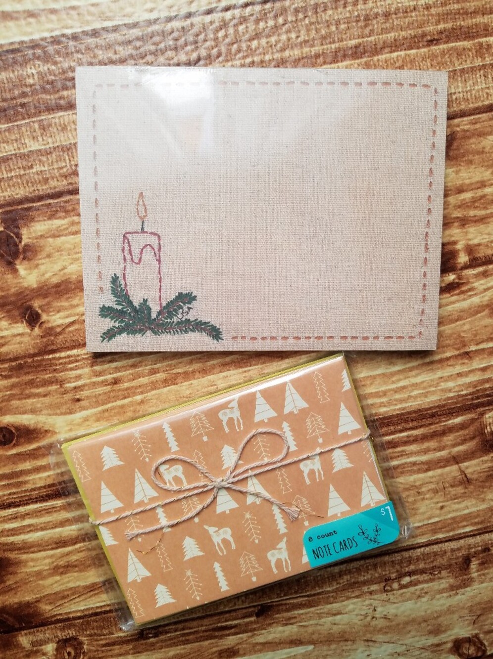 Primitives by Kathy White Candle Notepad & Deer Note Cards Set Christmas NWT